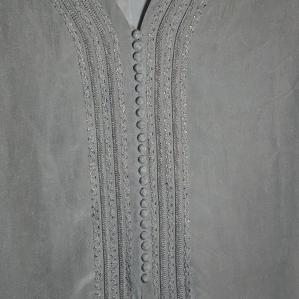 August Silk Silk Embroidered Wide Sleeved Button Front Lined Blouse Jacket NWOT - Picture 3 of 15